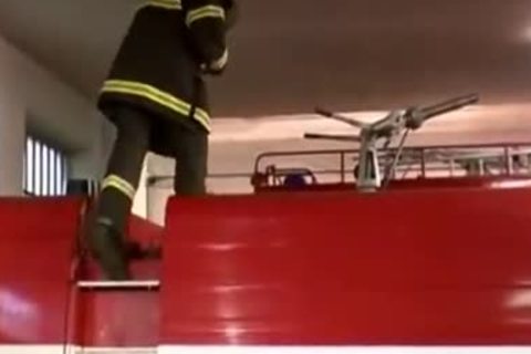3 kinky charming Firemen spooge To Tthis guy Rescue!