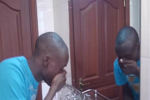 Skinny darksome man undresses And Cleans Up In Shower