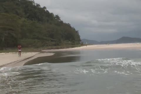 Latin hardcore bukkake at the beach