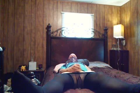 Stroking In black Sheer pantyhose