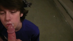 A horny 18yo teen with chaotic hairstyle sucks off