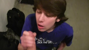 A horny 18yo teen with chaotic hairstyle sucks off