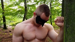 Maskurbate - Muscled Woody reality cumshot in public