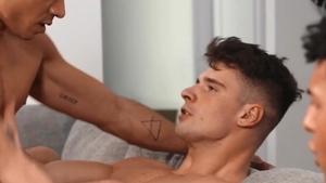 Str8toGay.com - Plowing hard in tandem with inked latin gay