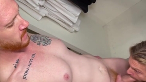 Hung Ginger jock Stretches Out A whore