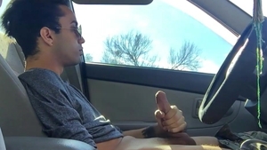BarebackLatinoz: Lucas jerking big dick in car