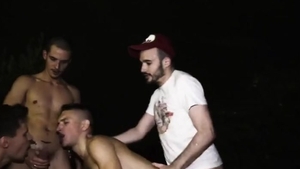 three ramrods slamming DP skank unprotected